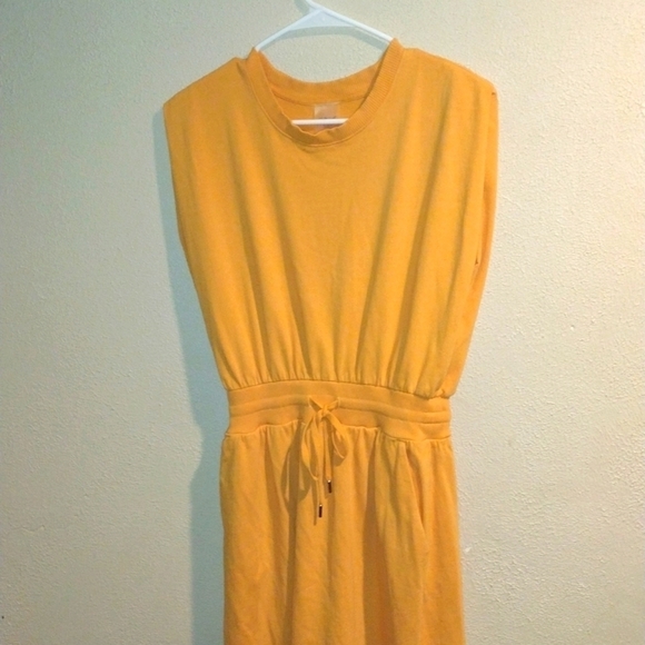 CALIA by Carrie Underwood Dresses & Skirts - Orange 100% Cotton Athletic Sleeveless Midi Dress with Drawstring Waist S